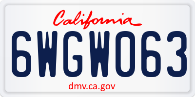 CA license plate 6WGW063