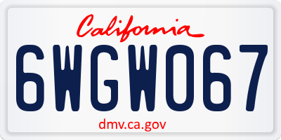 CA license plate 6WGW067