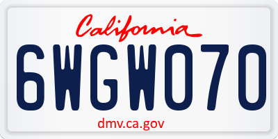 CA license plate 6WGW070