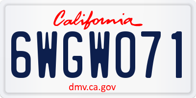 CA license plate 6WGW071