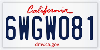 CA license plate 6WGW081