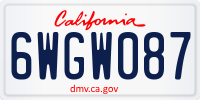 CA license plate 6WGW087