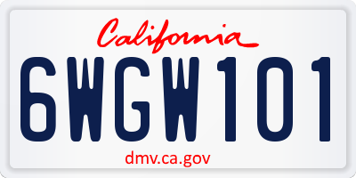 CA license plate 6WGW101