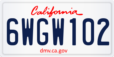 CA license plate 6WGW102