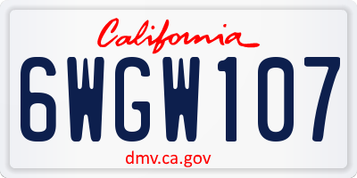 CA license plate 6WGW107