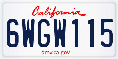 CA license plate 6WGW115