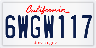 CA license plate 6WGW117