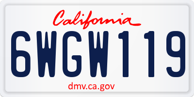 CA license plate 6WGW119