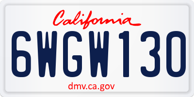 CA license plate 6WGW130