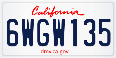 CA license plate 6WGW135