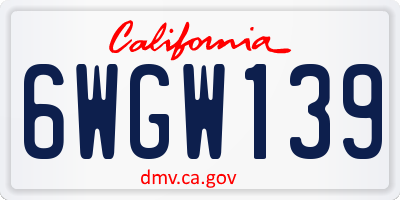 CA license plate 6WGW139