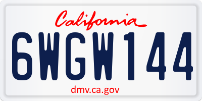 CA license plate 6WGW144