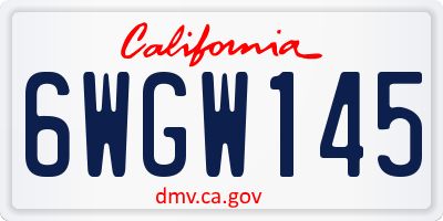 CA license plate 6WGW145