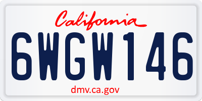CA license plate 6WGW146