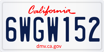 CA license plate 6WGW152
