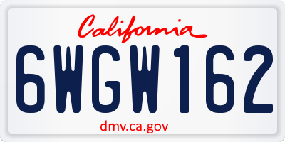 CA license plate 6WGW162