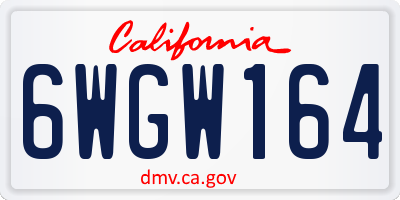 CA license plate 6WGW164