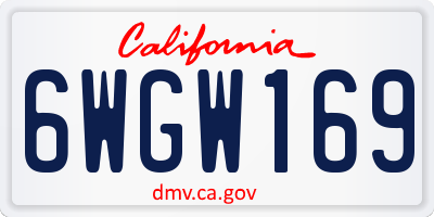 CA license plate 6WGW169