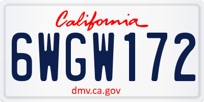 CA license plate 6WGW172