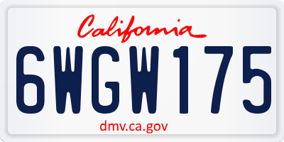CA license plate 6WGW175