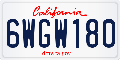 CA license plate 6WGW180