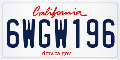 CA license plate 6WGW196