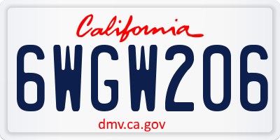 CA license plate 6WGW206