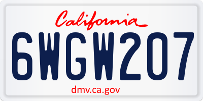 CA license plate 6WGW207
