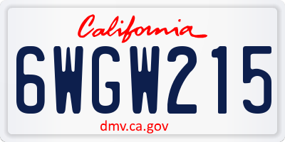 CA license plate 6WGW215