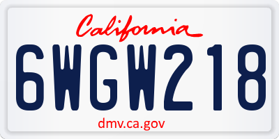 CA license plate 6WGW218