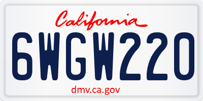 CA license plate 6WGW220