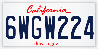 CA license plate 6WGW224