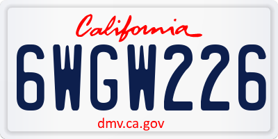 CA license plate 6WGW226