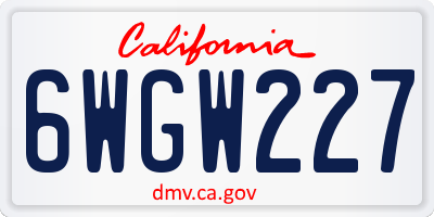 CA license plate 6WGW227