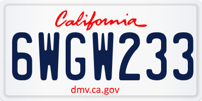 CA license plate 6WGW233