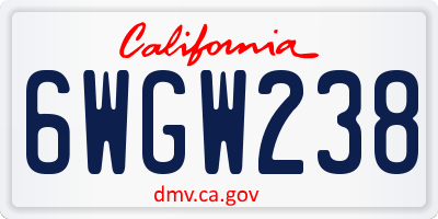 CA license plate 6WGW238