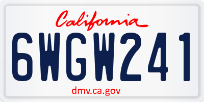 CA license plate 6WGW241