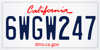 CA license plate 6WGW247