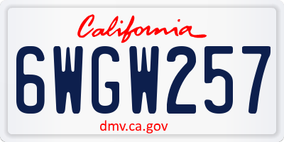 CA license plate 6WGW257
