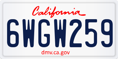 CA license plate 6WGW259