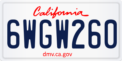CA license plate 6WGW260