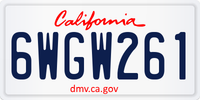 CA license plate 6WGW261
