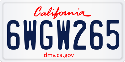 CA license plate 6WGW265