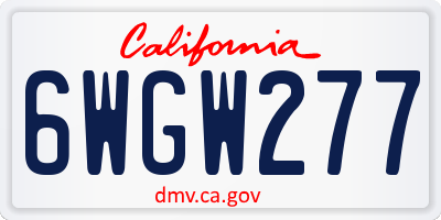 CA license plate 6WGW277