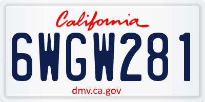 CA license plate 6WGW281
