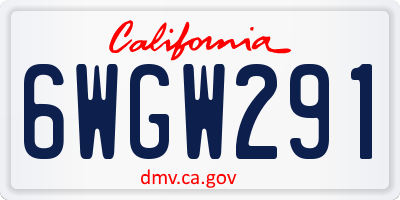 CA license plate 6WGW291