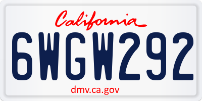 CA license plate 6WGW292