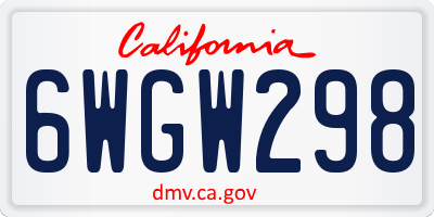 CA license plate 6WGW298