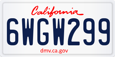 CA license plate 6WGW299