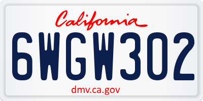 CA license plate 6WGW302